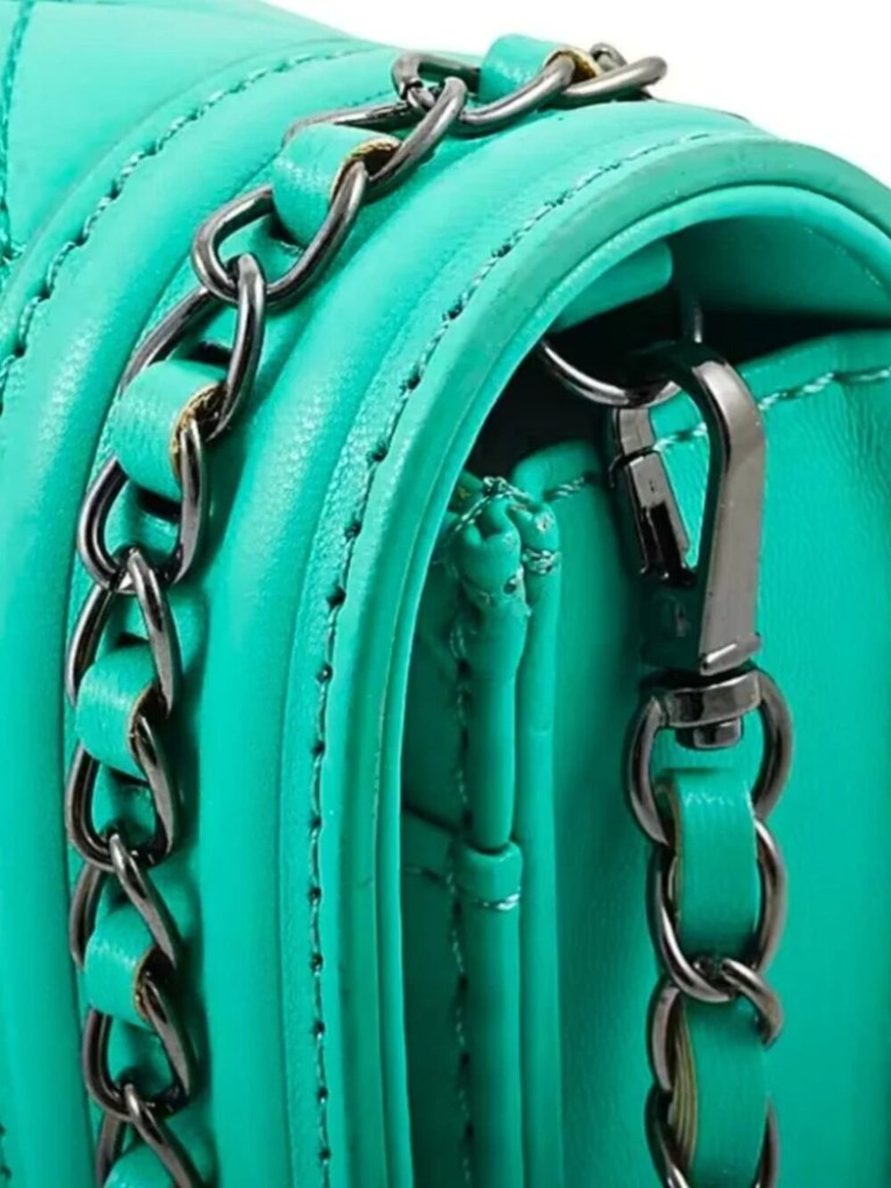 Badgley Mischka Turquoise Quilted Chain Crossbody Bag - Picture 4 of 9